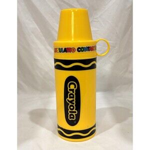 Crayola 500ml Insulated Plastic Vacuum Flask Yellow/Black Twist Lid 2-Pc